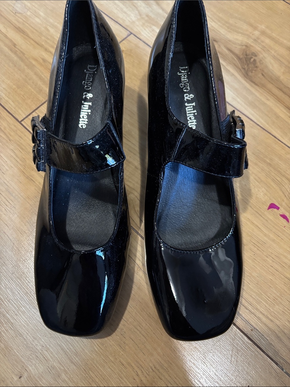 Django & Juliette Black Patent Mary Jane Heels